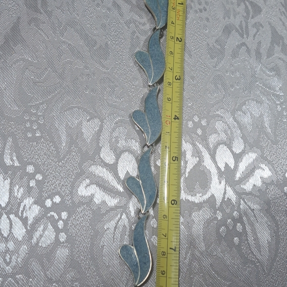 Vintage Taxco ER Sterling Crushed Denim Lapis Panel Link Bracelet 7.75" - Picture 13 of 13